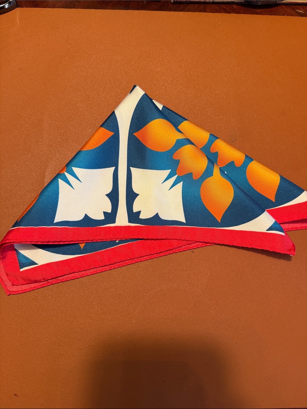 Colorful Floral Pocket Square - Blue, Orange, Red - Picture 2 of 7